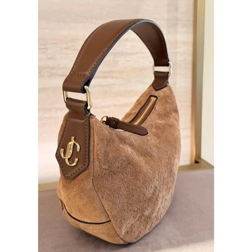 Jimmy Choo light Brown Suede Hobo crossbody Bag